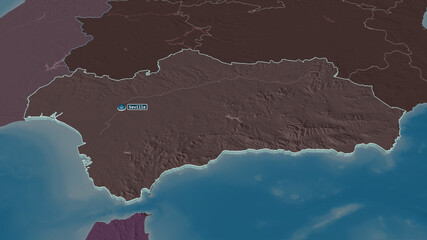 Andalucía, Spain - extruded with capital. Administrative