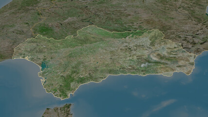 Andalucía, Spain - outlined. Satellite