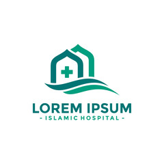 Islamic Hospital Logo Vector. Islamic Medical Care Logo Design Template.