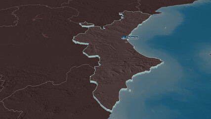 Comunidad Valenciana, Spain - extruded with capital. Administrative