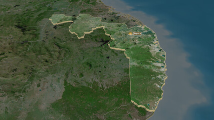 Ampara, Sri Lanka - extruded with capital. Satellite