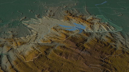 Kandy, Sri Lanka - outlined. Relief