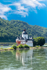 Pfalzgrafenstein castle which used to serve as a customs checkpoint on river Rhein near Kaub