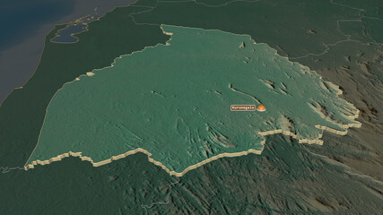 Kurunegala, Sri Lanka - extruded with capital. Relief