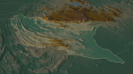 Ratnapura, Sri Lanka - outlined. Relief