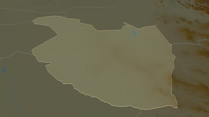 Al Qadarif, Sudan - outlined. Relief