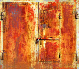 Metal garage doors painted like abstract paintings