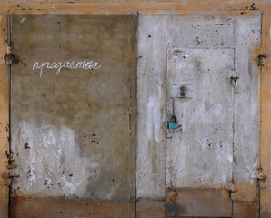 Metal garage doors painted like abstract paintings