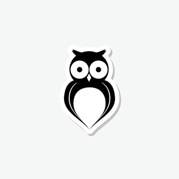 Owl sticker icon isolated on gray background