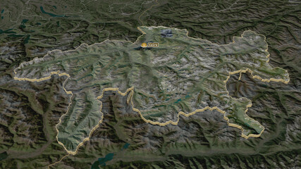 Graubünden, Switzerland - extruded with capital. Satellite © Yarr65