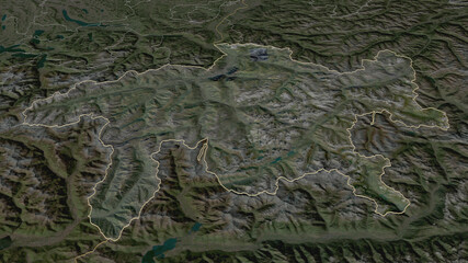 Graubünden, Switzerland - outlined. Satellite