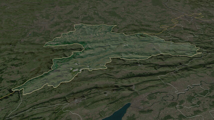 Jura, Switzerland - outlined. Satellite
