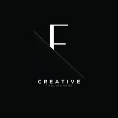 F White Letter Logo Design with Creative Paper Cut