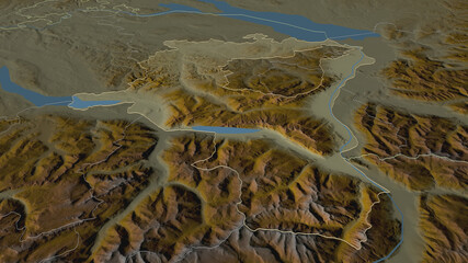 Sankt Gallen, Switzerland - outlined. Relief