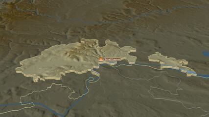 Schaffhausen, Switzerland - extruded with capital. Relief