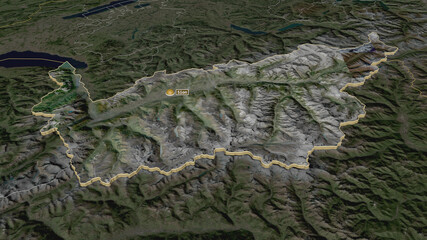 Valais, Switzerland - extruded with capital. Satellite
