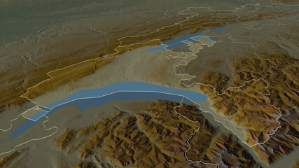 Vaud, Switzerland - outlined. Relief