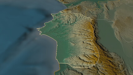 Lattakia, Syria - outlined. Relief