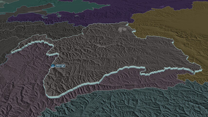 Gorno-Badakhshan, Tajikistan - extruded with capital. Administrative