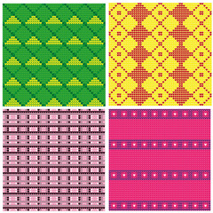 knitted background four yellow, green, purple, red,pink