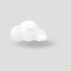 Realistic vector image of white cloud with shadow.