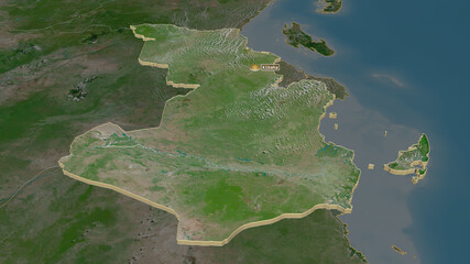 Pwani, Tanzania - extruded with capital. Satellite