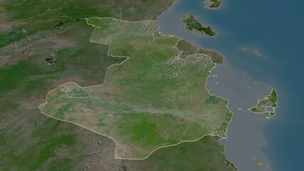 Pwani, Tanzania - outlined. Satellite