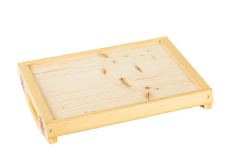 Wooden breakfast tray inverted upside down.