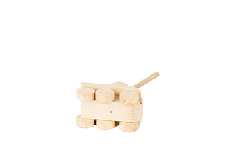 Nice wooden tank for coloring by children.