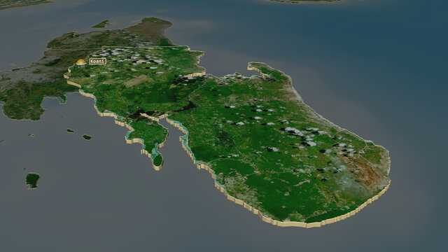 Zanzibar South and Central, Tanzania - extruded with capital. Satellite