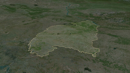 Amnat Charoen, Thailand - outlined. Satellite