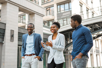 team of young african people on a walk