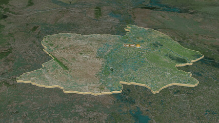 Chai Nat, Thailand - extruded with capital. Satellite