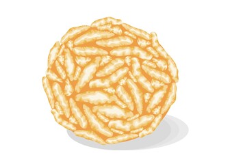 Murmura,Pori Urundai,Puffed Rice laddu Indian Sweets or Mithai Food Vector