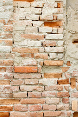 Old exposed brick wall texture with interesting details