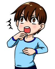 マンガ風　少年　驚く