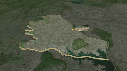 Nong Bua Lam Phu, Thailand - extruded with capital. Satellite