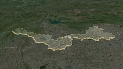 Nong Khai, Thailand - extruded with capital. Satellite