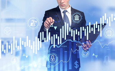 Man working with digital chart in office