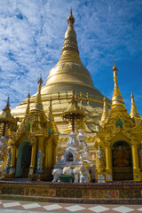 At the foot of the Shwedagon pagoda. Yangon, Myanmar