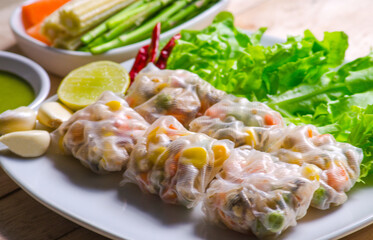 Fresh Vegetable Rice Wraps.
