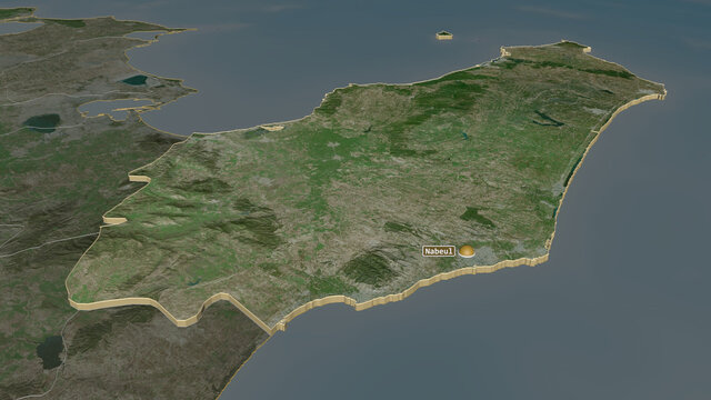 Nabeul, Tunisia - extruded with capital. Satellite