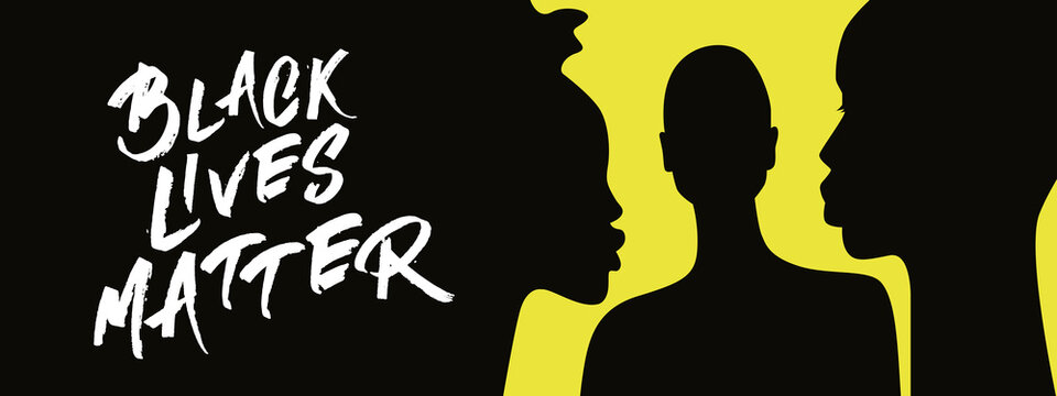 Black lives matter. Campaign against racial discrimination of dark skin color. Graphic design for Social advertising, web banner or t-shirt print. Modern minimalist concept. Fashion design