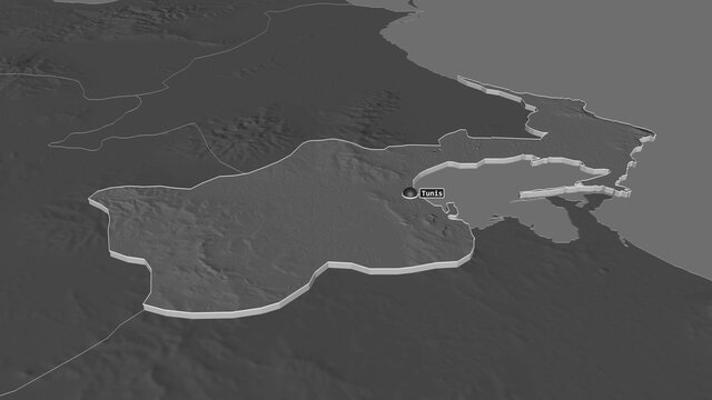 Tunis, Tunisia - extruded with capital. Bilevel