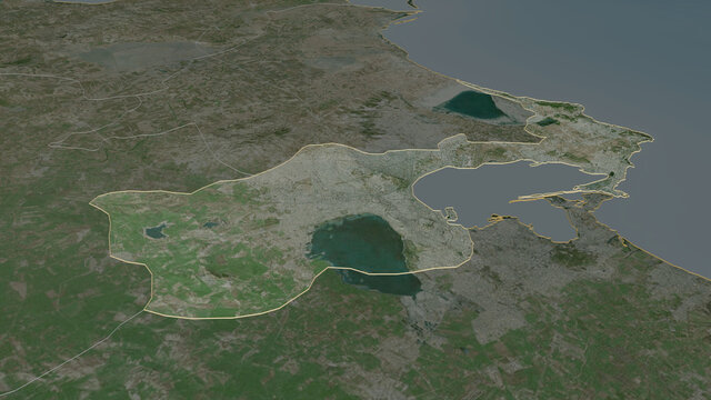 Tunis, Tunisia - outlined. Satellite