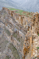 Naklejka premium Ruins of medieval Goor village (fortress). It is one of the most interesting and picturesque places in the region. Dagestan, North Caucasus, Russia.