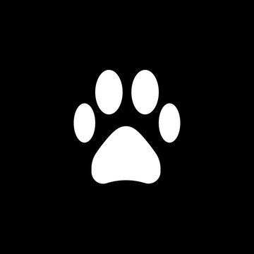 dog paw icon , vector illustration footprint isolated on black