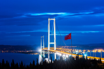 Osman Gazi Bridge in Izmit, Kocaeli, Turkey.
