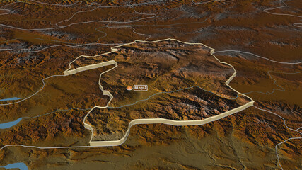 Bingöl, Turkey - extruded with capital. Relief