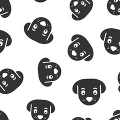 Dog head icon in flat style. Cute pet vector illustration on white isolated background. Animal seamless pattern business concept.